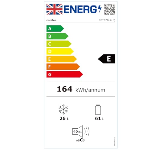 COMFEE' RCT87BL2(E) Under Counter Fridge Freezer, 87L Double Door Small Fridge Freezer with Light