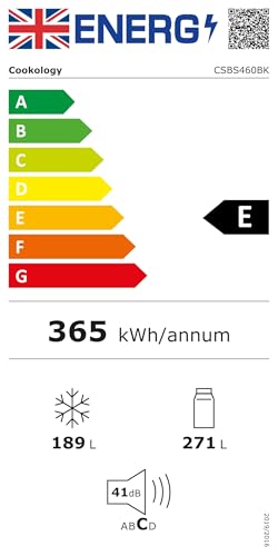 Cookology CSBS460BK 177.5cm Freestanding American Side-by-Side Fridge Freezer in Black