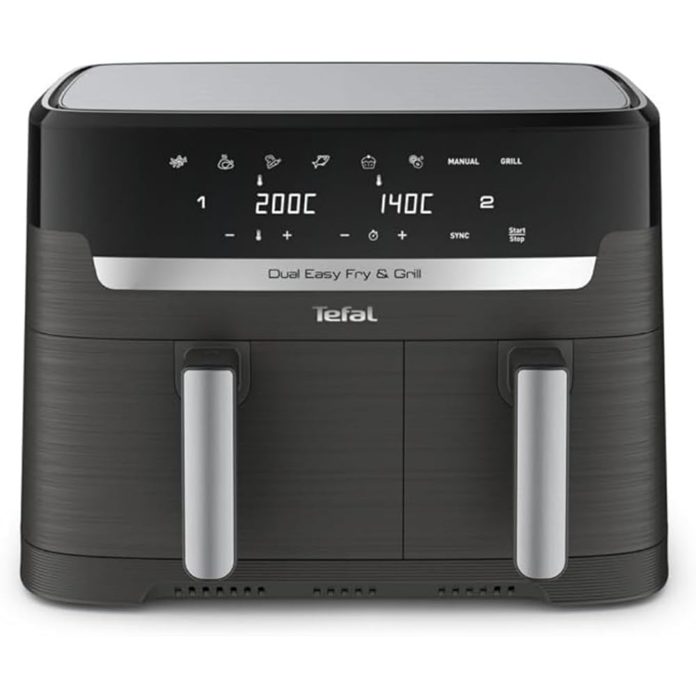 Tefal Easy Fry Dual Zone Digital air fryer, 2 Drawers, 8.3L, 8in1, Uses No Oil, Air Fry, Extra Crisp