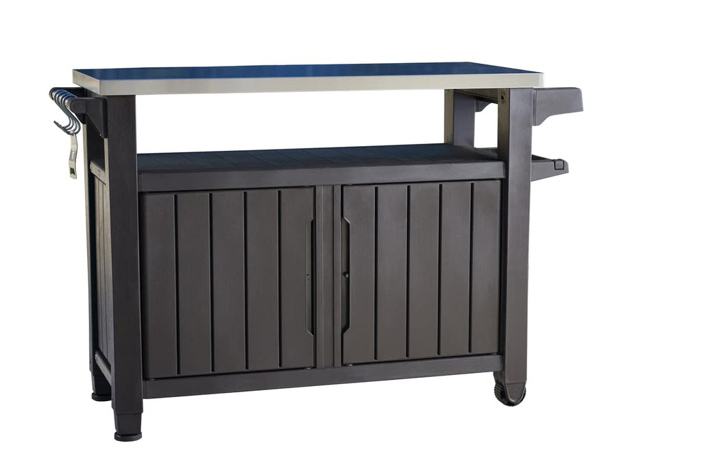 Keter Unity XL BBQ Side Table, Dimensions 134 x 51.7 x 89.6 cm, Grey, Weatherproof