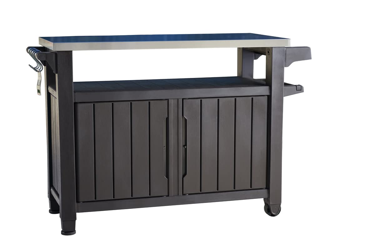 Keter Unity XL BBQ Side Table, Dimensions 134 x 51.7 x 89.6 cm, Grey, Weatherproof