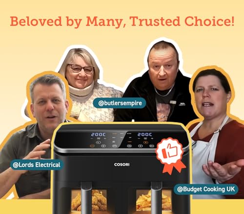 COSORI Dual Air Fryer, 8.5L Family Size, 8-In-1, Air Fry, Roast, Bake, Reheat, Dehydrate, Grill