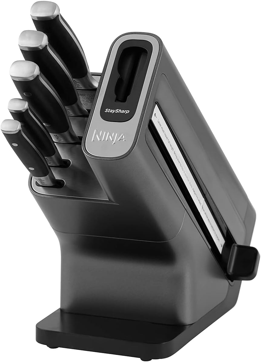 Ninja Foodi StaySharp Knife Block with Integrated Sharpener, 5-Piece Knife Set includes Chef