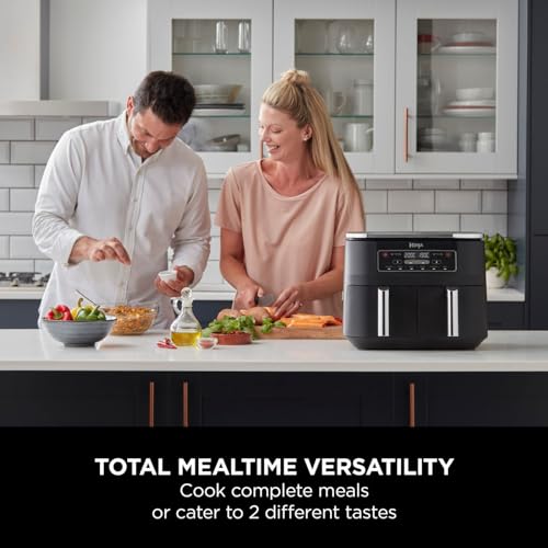 Ninja Foodi Dual Zone Digital Air Fryer, 2 Drawers, 7.6L, 6-in-1, Uses No Oil, Air Fry, Max Crisp, Roast