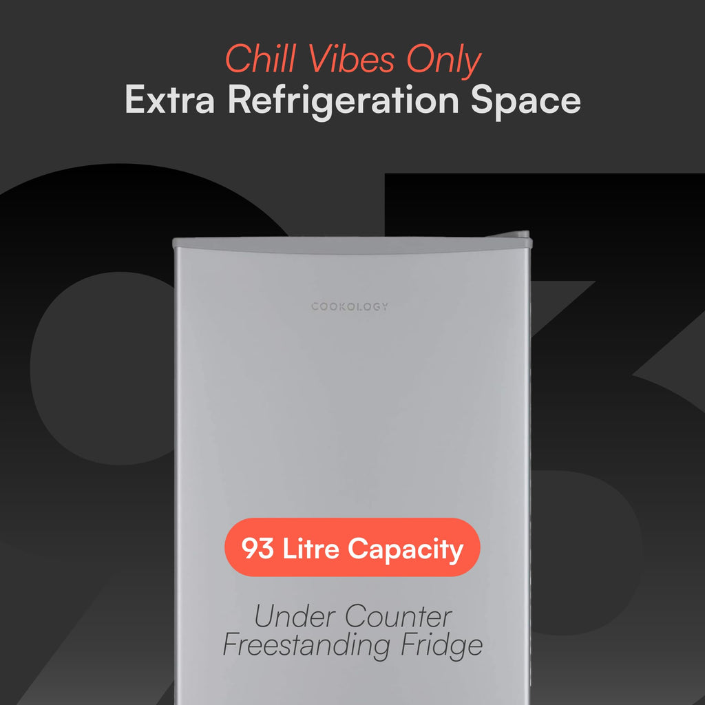 Cookology UCIF93BK Freestanding under counter Fridge in Silver - 93 Litre Capacity