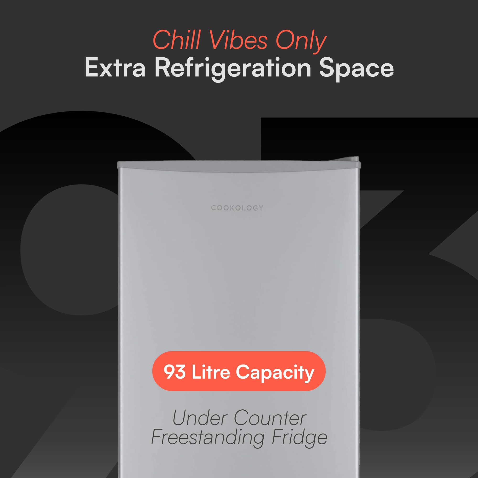 Cookology UCIF93BK Freestanding under counter Fridge in Silver - 93 Litre Capacity