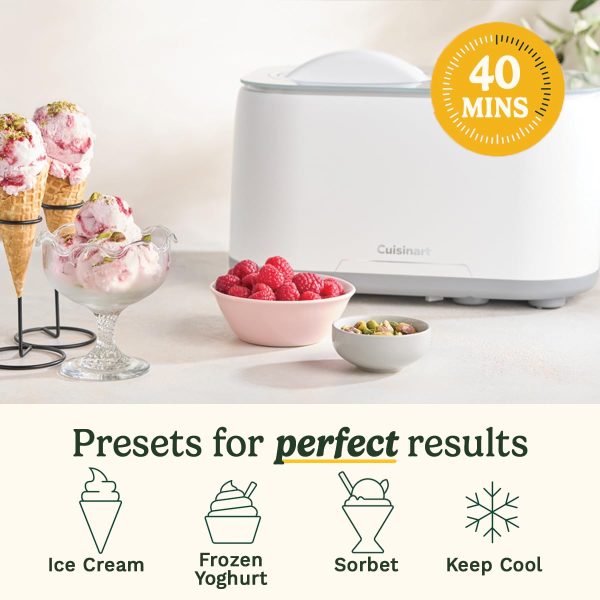 Cuisinart FreezeEase Ice Cream and Gelato Maker- Self freezing ice cream maker