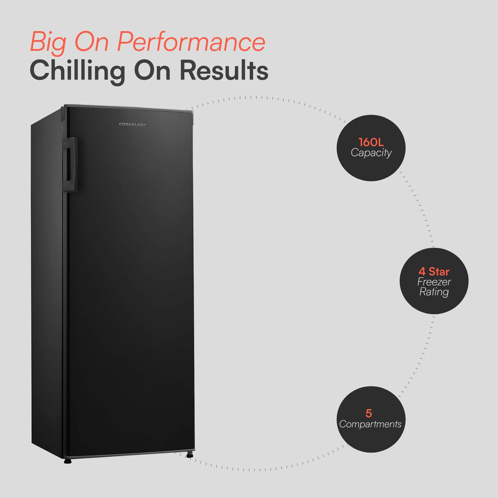 Cookology CTFZ160BK Tall Freestanding Freezer - Upright Freezer with 160 Litre Capacity