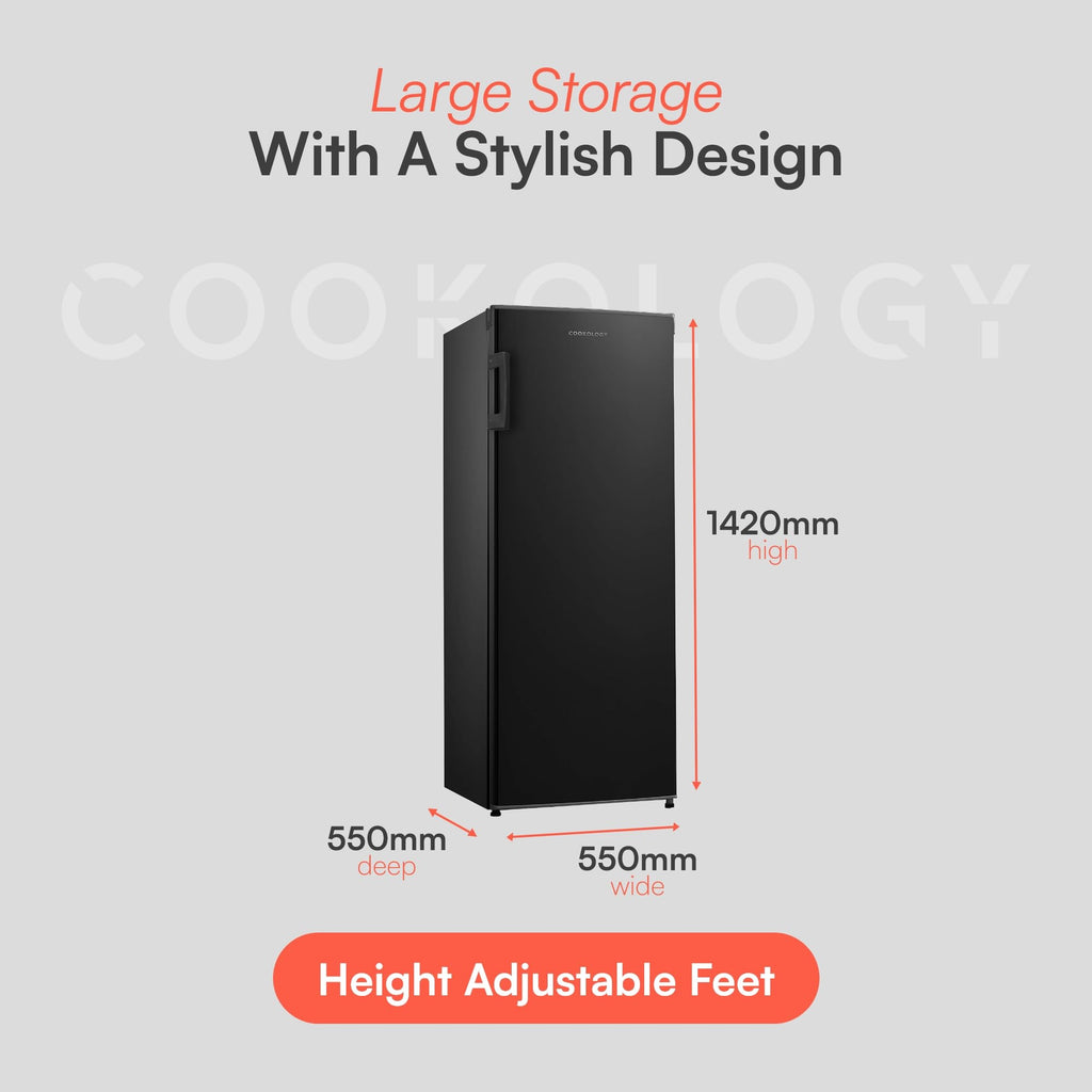 Cookology CTFZ160BK Tall Freestanding Freezer - Upright Freezer with 160 Litre Capacity