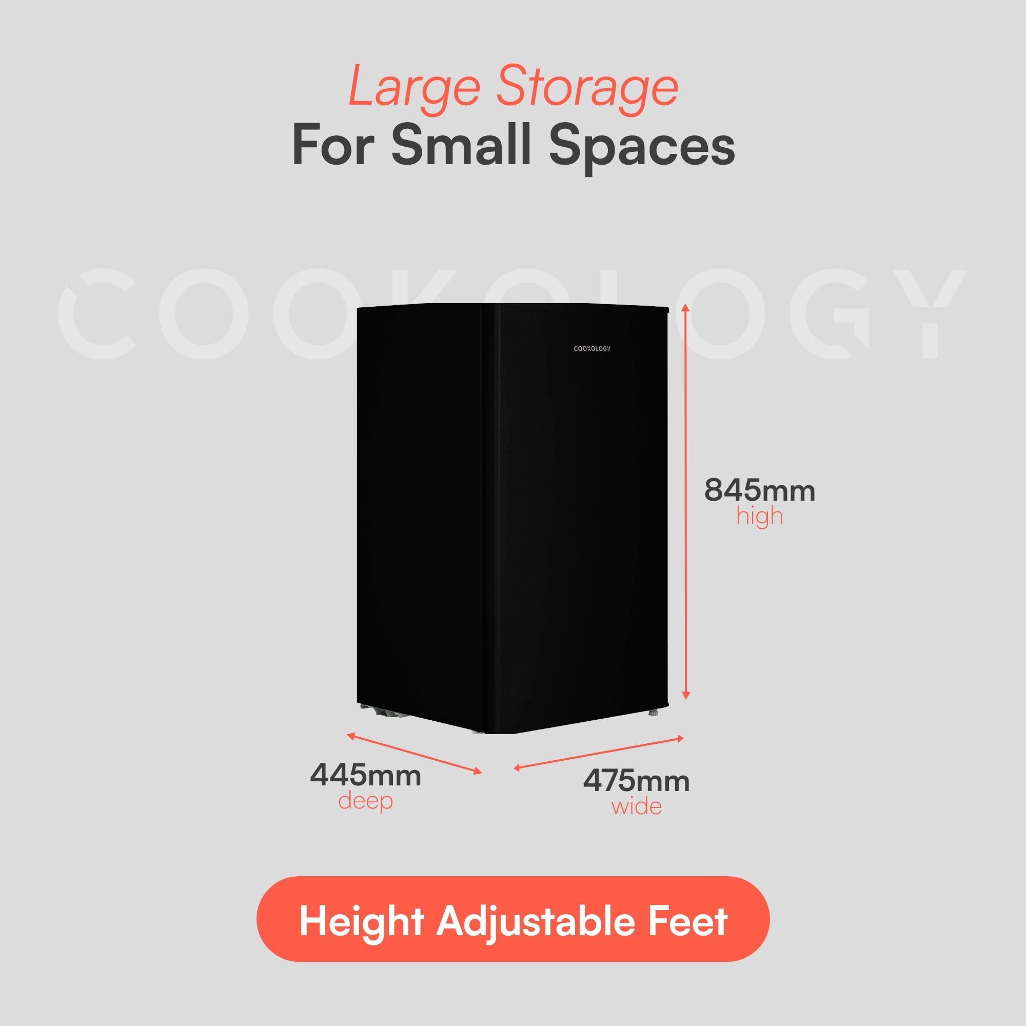 Cookology UCFZ60 Freestanding Under Counter Freezer in Black - 60 Litre Capacity