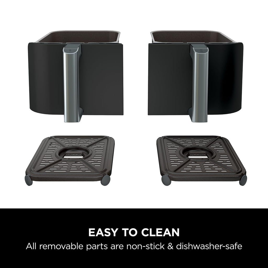 Ninja Foodi Dual Zone Digital Air Fryer, 2 Drawers, 7.6L, 6-in-1, Uses No Oil, Air Fry, Max Crisp, Roast
