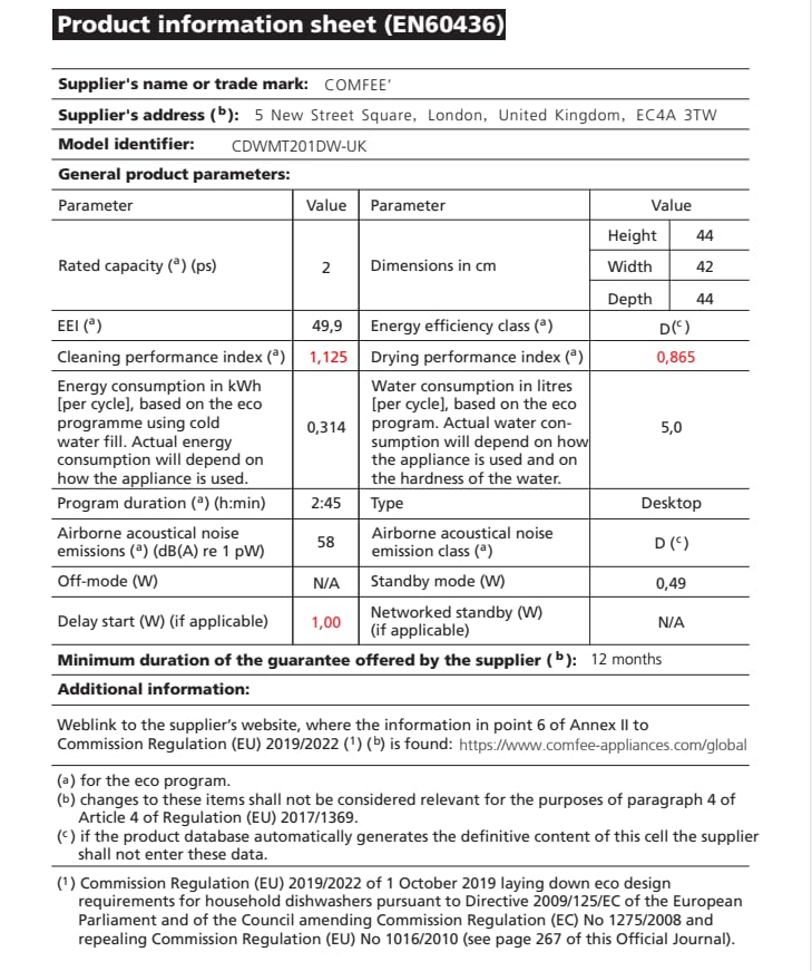 COMFEE' Table Top Dishwasher, Mini Countertop Dishwasher with 6+3 Programs, Steam Wash