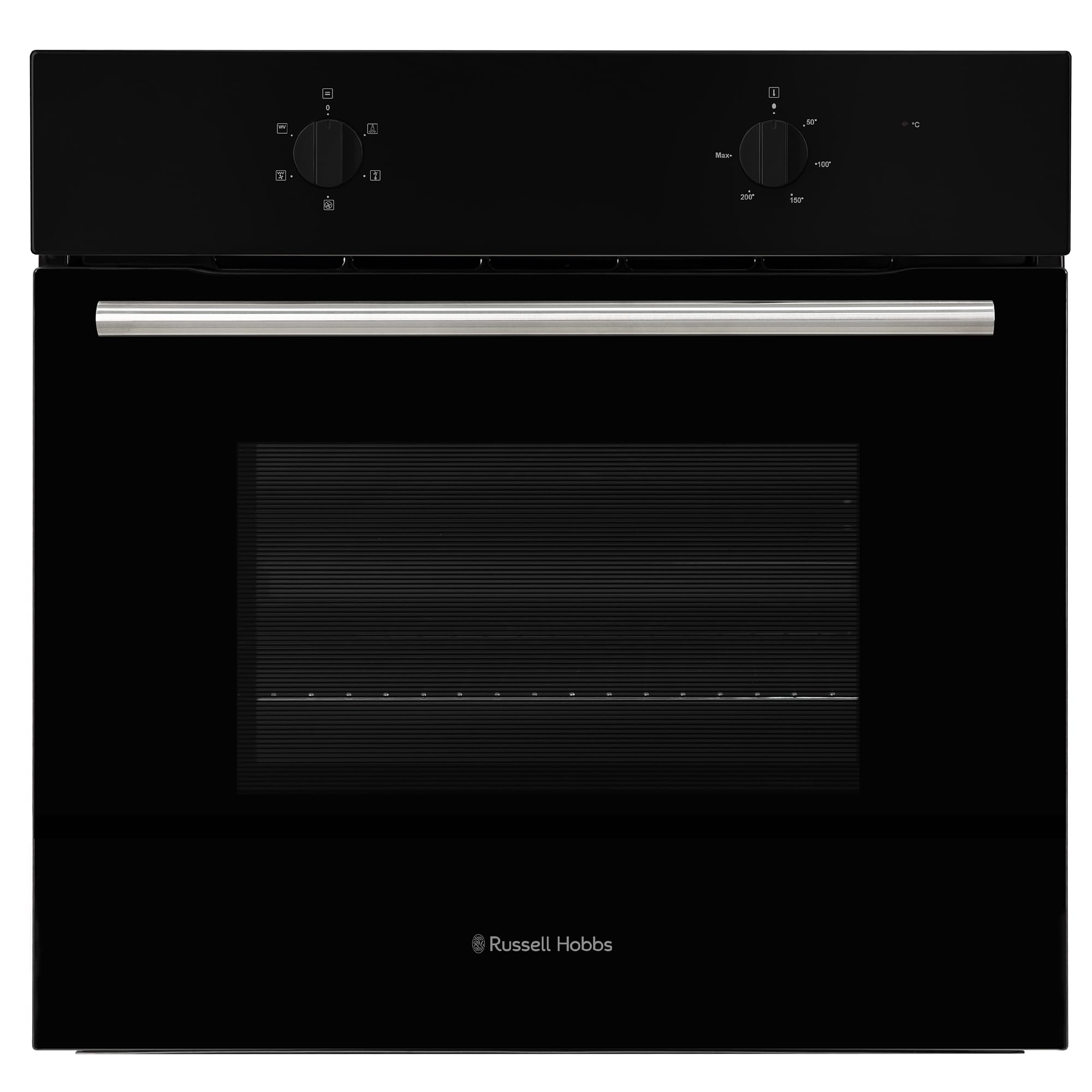 Russell Hobbs 70L, 60cm Wide, Single Electric Built-in Fan Oven and Grill in Black, 5 Oven Functions