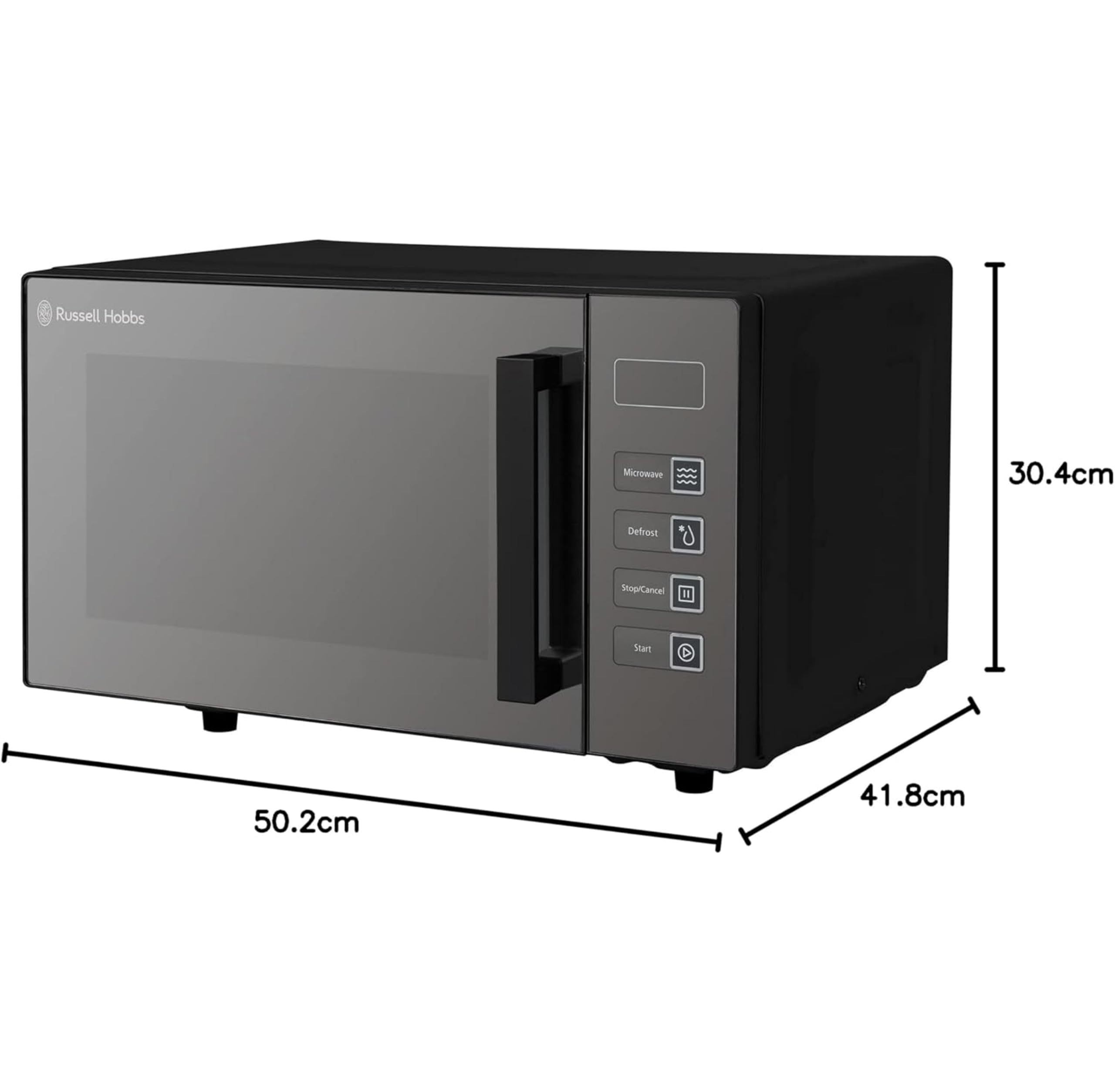 Russell Hobbs RHEM2301B 23L Easi Flatbed Digital 800w Solo Microwave, Freestanding, Black