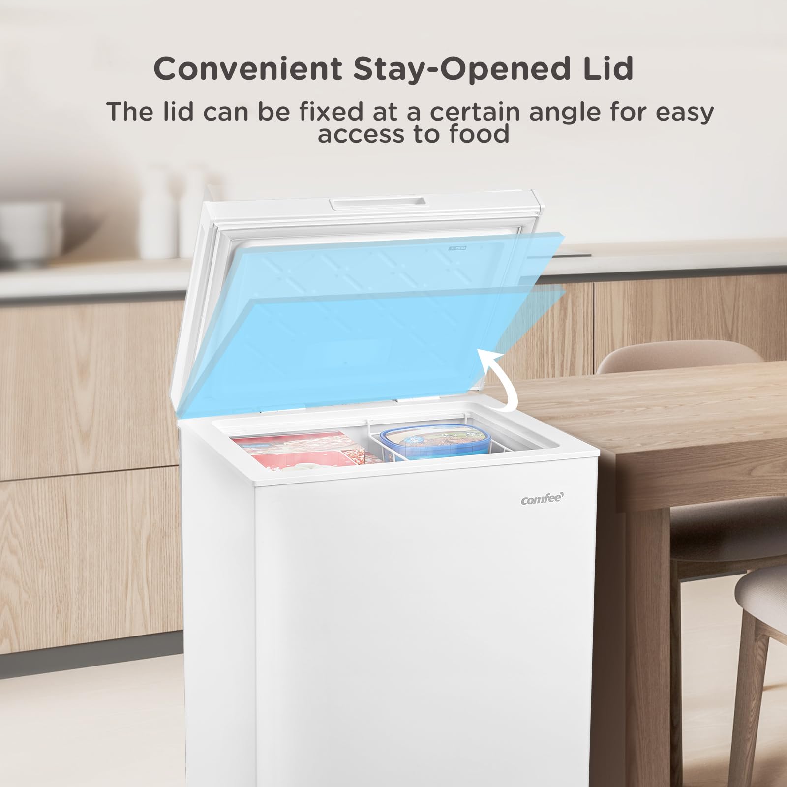 COMFEE' RCC102WH2UK(E) 99L Freestanding Chest Freezer, with Freezing and Refrigeration Conversion