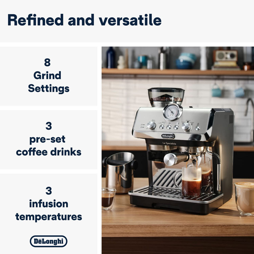 De'Longhi La Specialista Metal Barista Pump Espresso Machine, Bean to Cup Coffee
