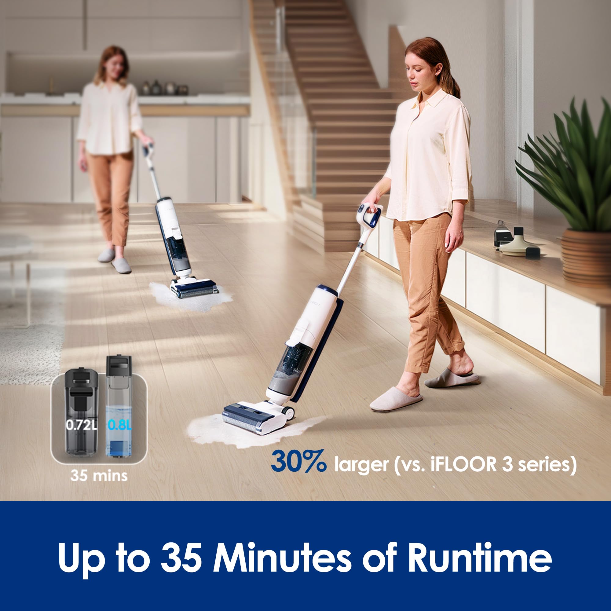 Tineco iFLOOR 5 Breeze Complete Wet Dry Vacuum Cordless Floor Washer, One-Step Cleaning for Hard Floors