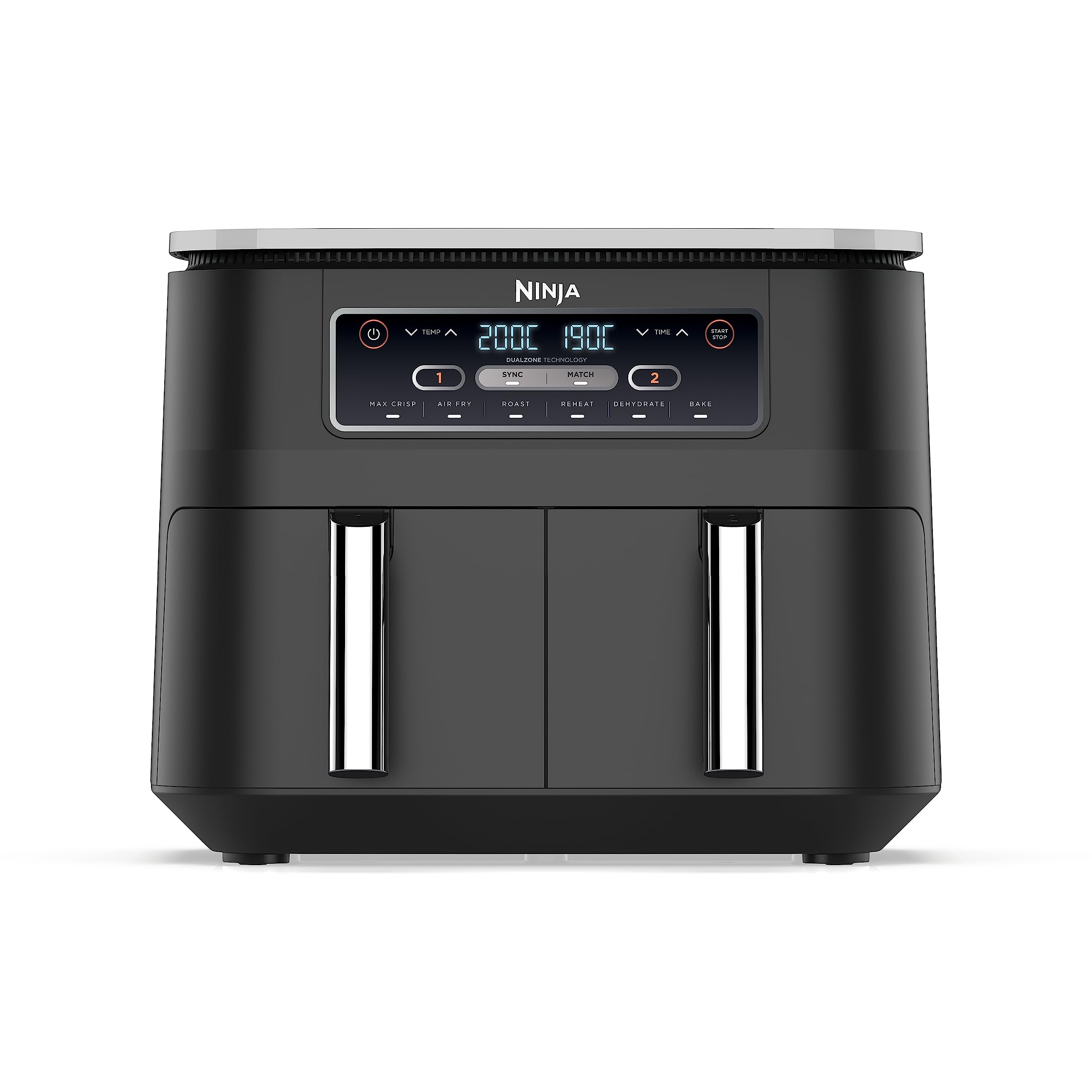Ninja Foodi Dual Zone Digital Air Fryer, 2 Drawers, 7.6L, 6-in-1, Uses No Oil, Air Fry, Max Crisp, Roast