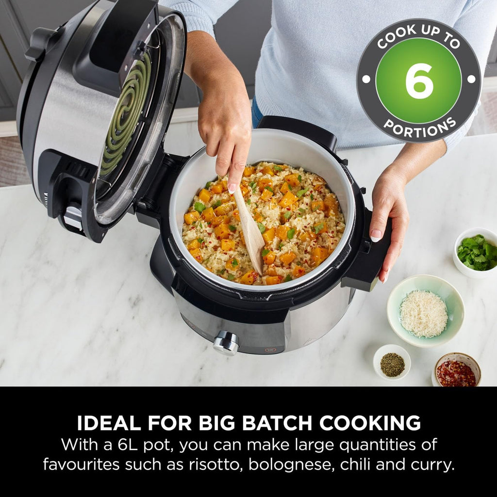 Ninja Foodi 11-in-1 SmartLid Multi-Cooker, 6L, Electric Pressure Cooker & Air Fryer, Layer Mains & Sides with Reversible Rack