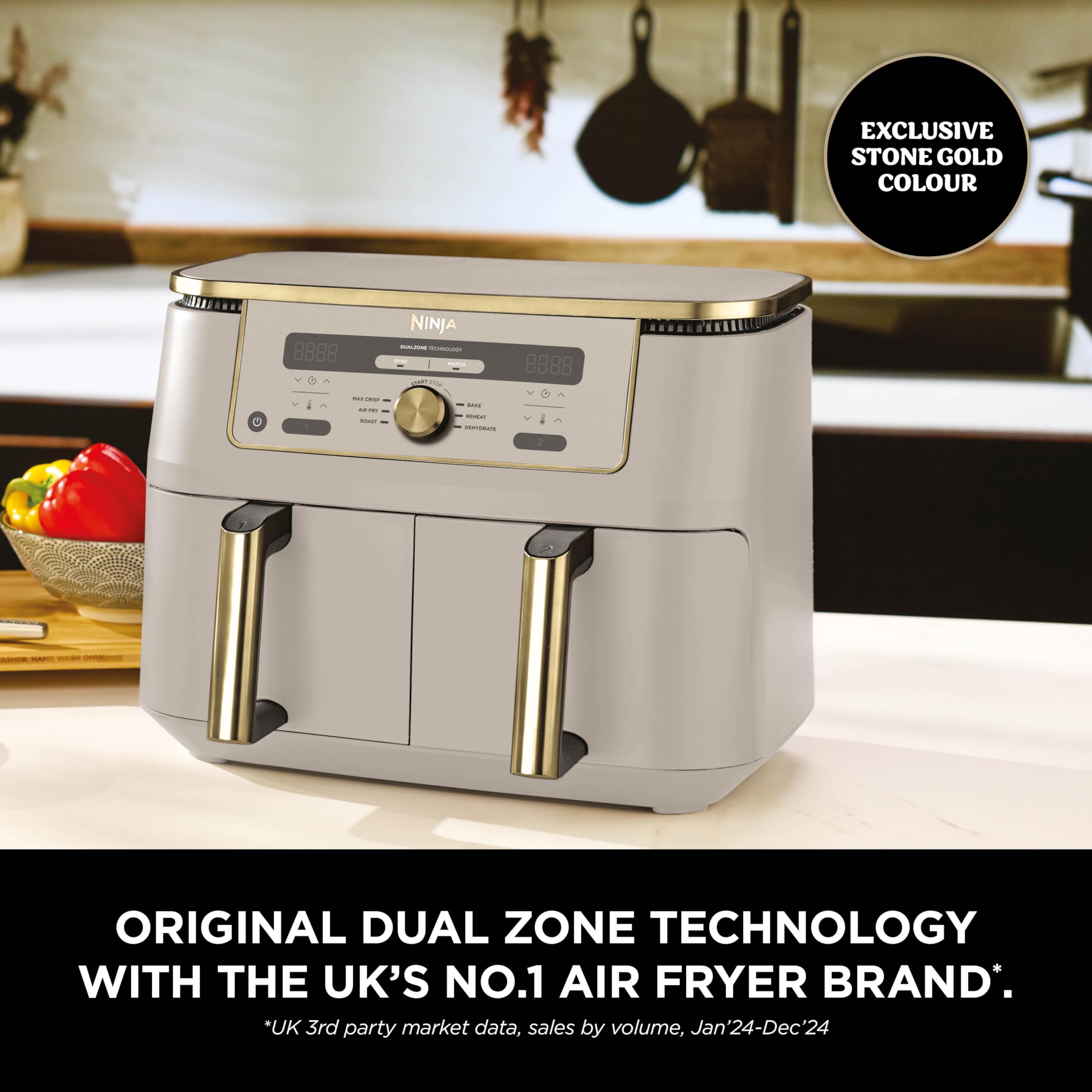 Ninja MAX Dual Zone Digital Air Fryer, 2 Drawers, 9.5L, 6-in-1, Uses No Oil, Air Fry, Max Crisp