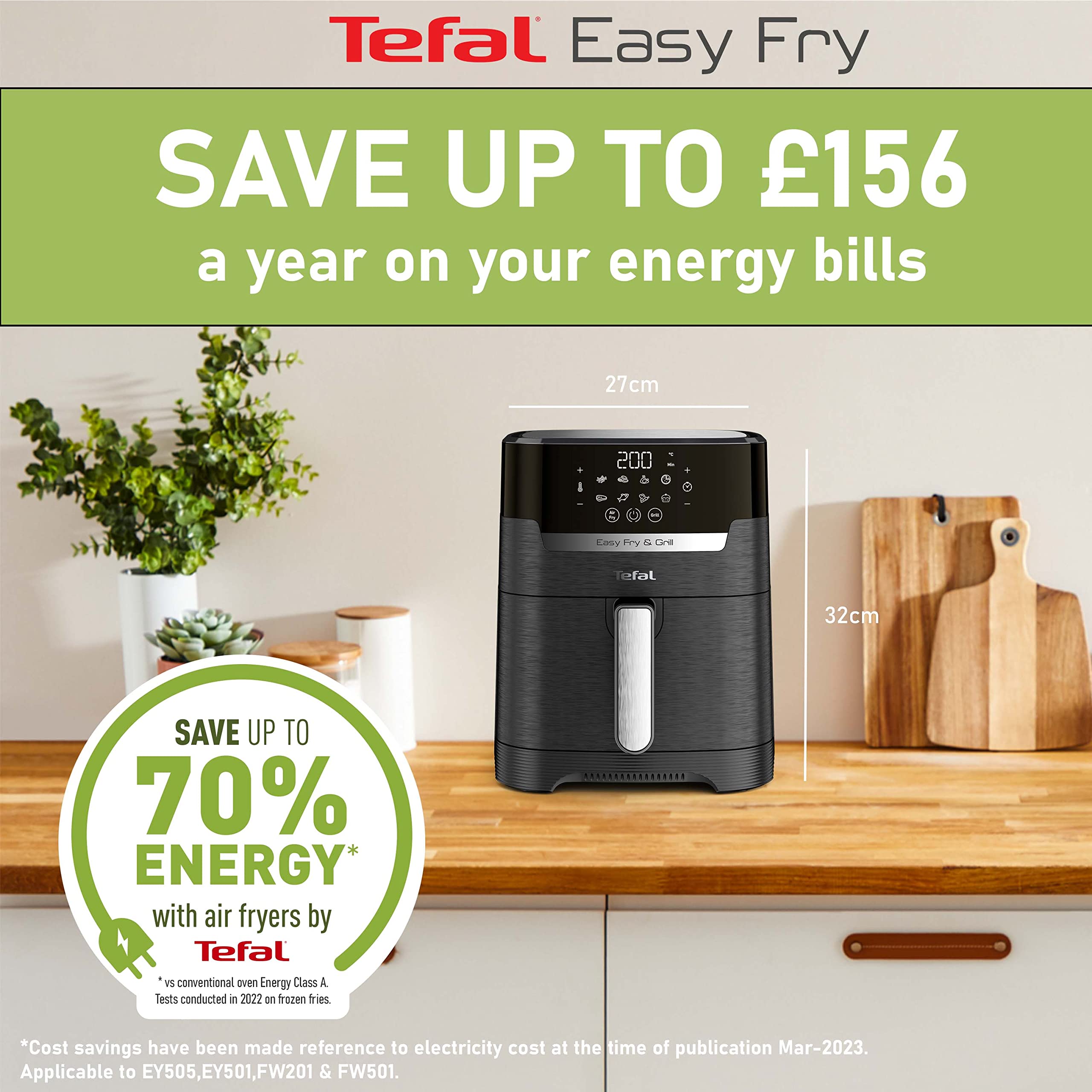 Tefal Easy Fry Precision 2-in-1 Digital Air Fryer and Grill 4.2 Litre Capacity 8 Programs