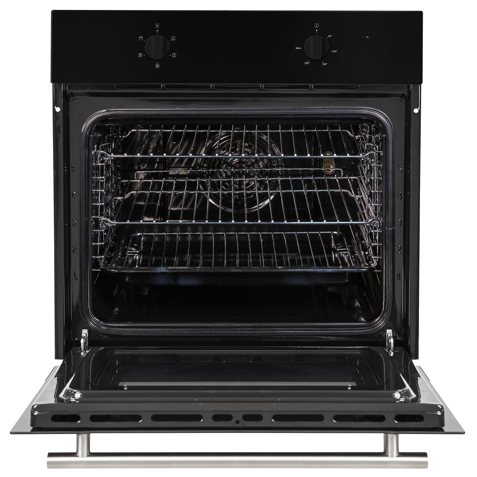 Russell Hobbs 70L, 60cm Wide, Single Electric Built-in Fan Oven and Grill in Black, 5 Oven Functions