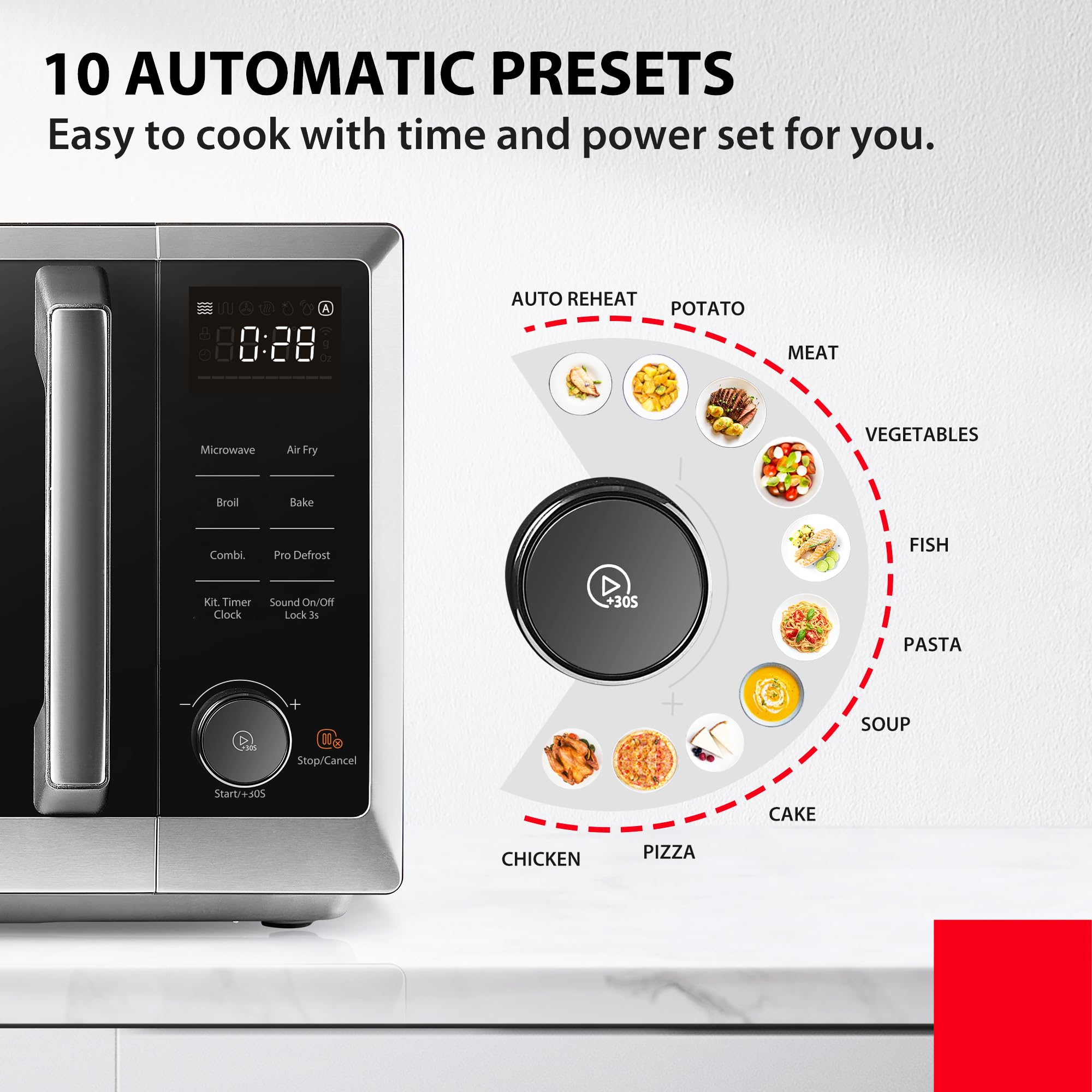 TOSHIBA Air Fry Auto Menu Combo 5-IN-1 26L Countertop Microwave Oven, Broil, Bake, Combi
