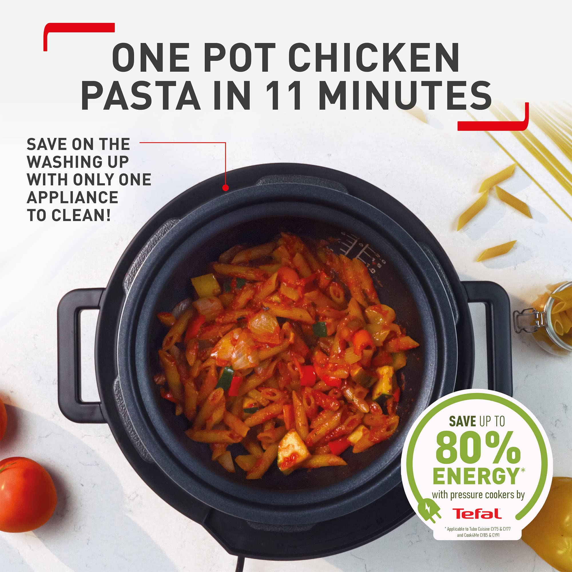 Tefal Turbo Cuisine Electric Pressure Cooker – 10-in-1 Multi-Cooker, 4.8L Capacity, 1000W Power