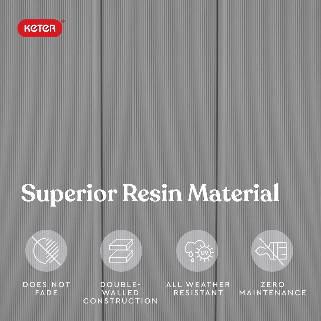 Keter Premier Shed Outdoor Resin Storage Shed with Shelf Brackets for Patio Furniture, Pool