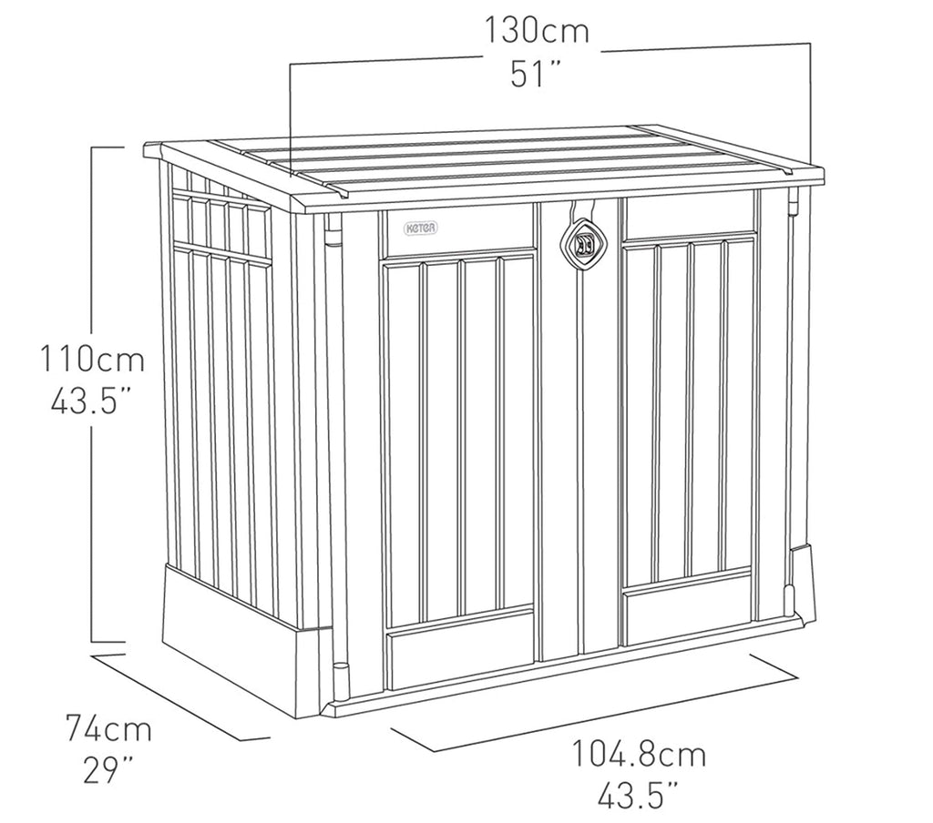 Keter Store It Out Midi Outdoor Garden Storage Shed, Black and Grey, 130 x 74 x 110 cm