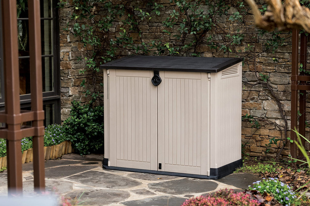 Keter Store-It Out Midi Outdoor Garden Storage Shed, Beige and Brown, 130 x 74 x 110 cm