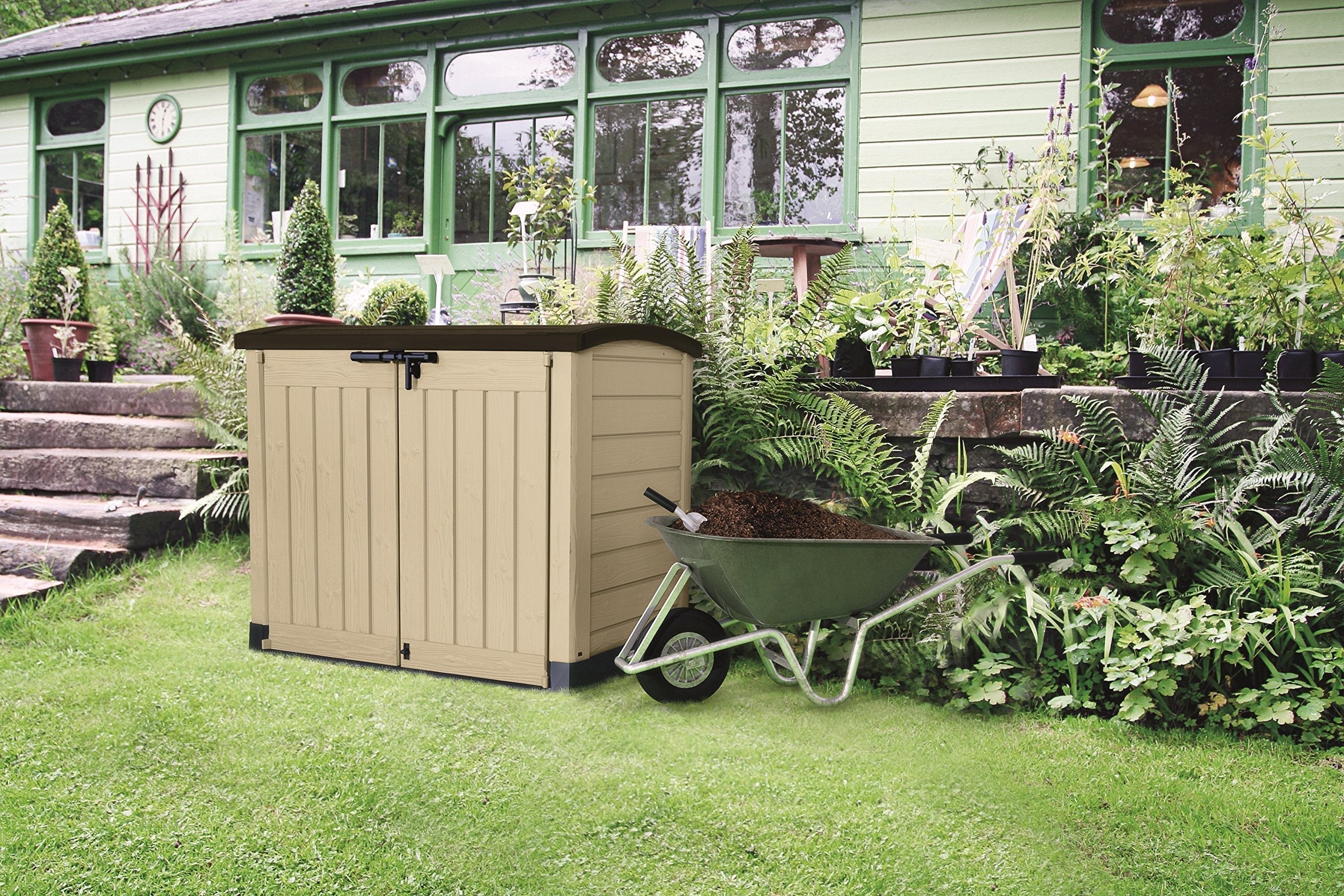 Keter Store It Arc Outdoor Garden Shed, 1200 Litres, Taupe/Beige